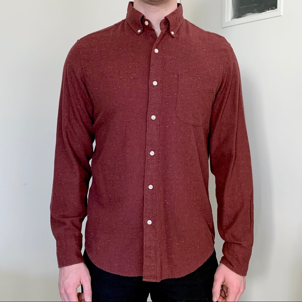 JCrew red button down shirt slim preppy classic workwear holiday business casual